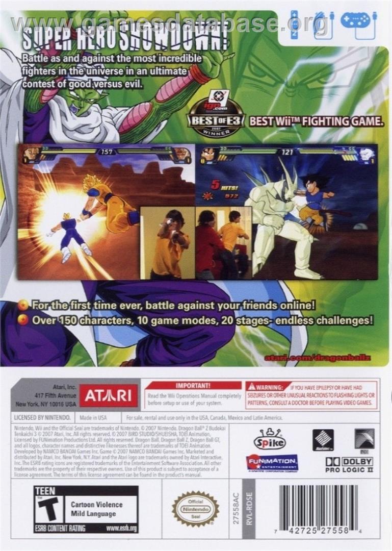 Dragon Ball Z - Budokai Tenkaichi 3 - Nintendo Wii - Artwork - Box Back